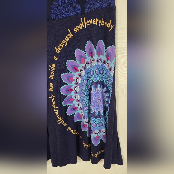 Desigual women L a-line skirt embroidery embellished artsy boho hippie festival, - Picture 4 of 9